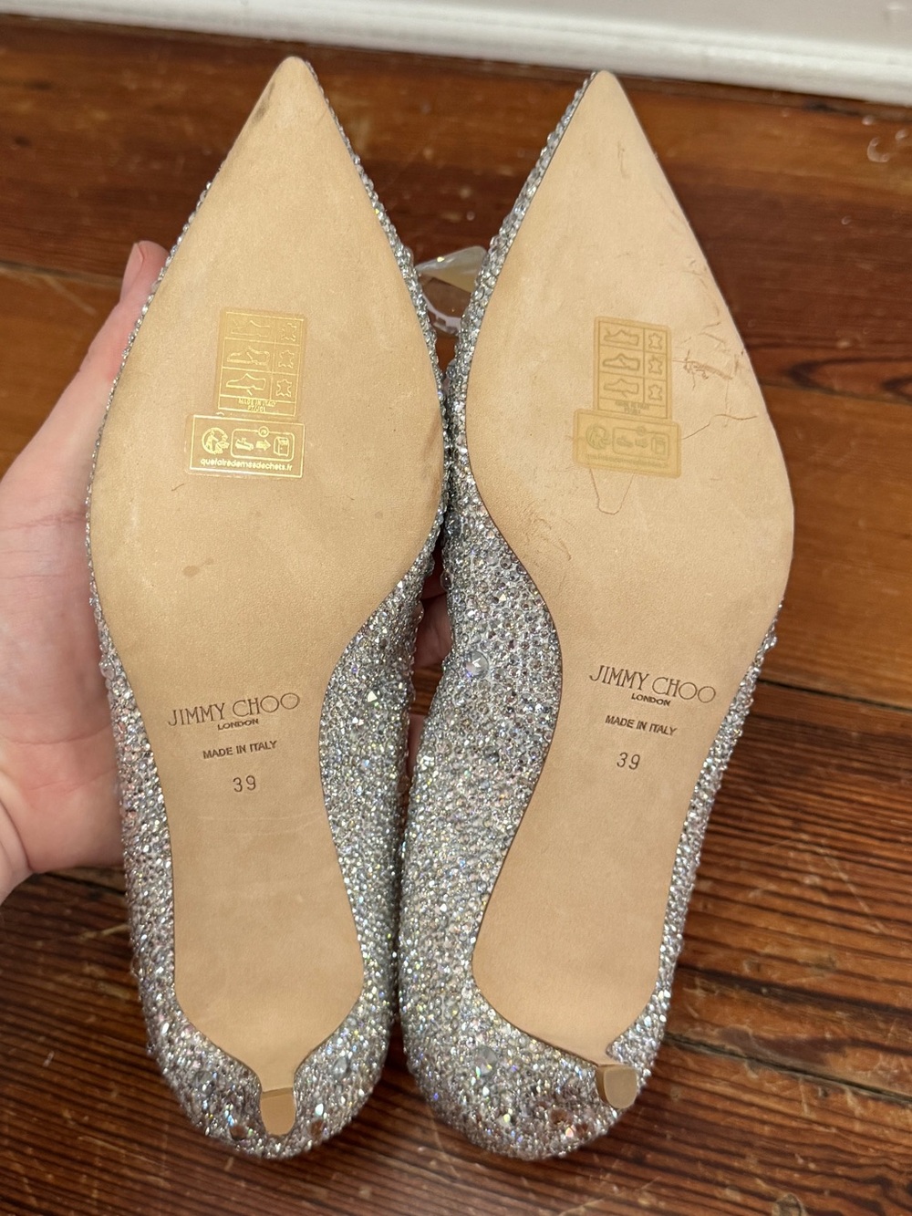 Jimmy Choo "Cinderella" Allure Crystal Covered Pointy Toe Pumps Heels 9 / 39 - Picture 10 of 15